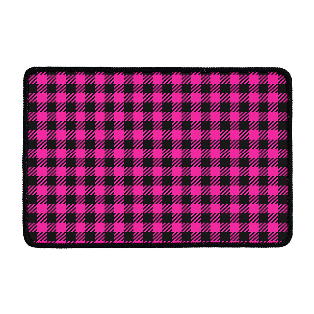 Hot Pink Buffalo Plaid Print Kitchen Mat