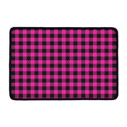 Hot Pink Buffalo Plaid Print Kitchen Mat