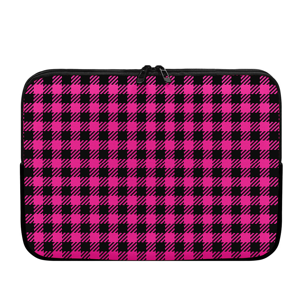 Hot Pink Buffalo Plaid Print Laptop Sleeve