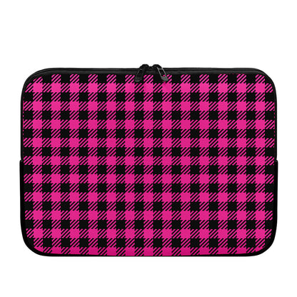 Hot Pink Buffalo Plaid Print Laptop Sleeve