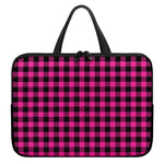 Hot Pink Buffalo Plaid Print Laptop Sleeve With Handle