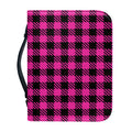 Hot Pink Buffalo Plaid Print Leather Bible Cover