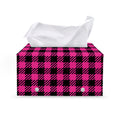 Hot Pink Buffalo Plaid Print Leather Tissue Box Cover