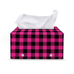 Hot Pink Buffalo Plaid Print Leather Tissue Box Cover