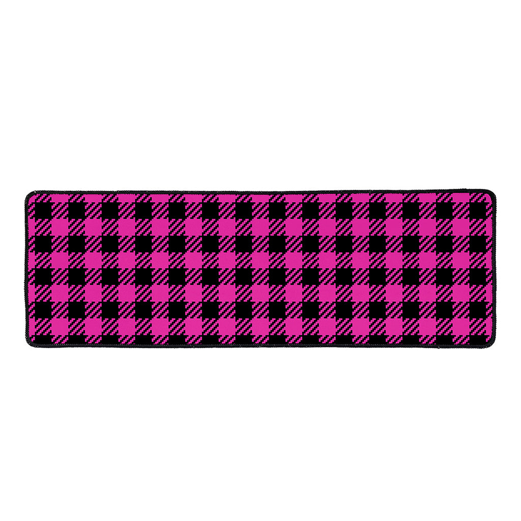 Hot Pink Buffalo Plaid Print Long Kitchen Mat