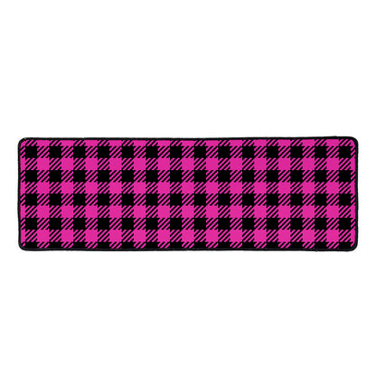 Hot Pink Buffalo Plaid Print Long Kitchen Mat