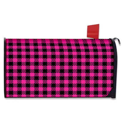 Hot Pink Buffalo Plaid Print Mailbox Cover