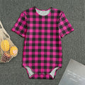 Hot Pink Buffalo Plaid Print Men's Bodysuit