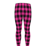 Hot Pink Buffalo Plaid Print Men's leggings