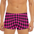 Hot Pink Buffalo Plaid Print Men's Short Boxer Briefs