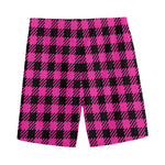 Hot Pink Buffalo Plaid Print Men's Sports Shorts