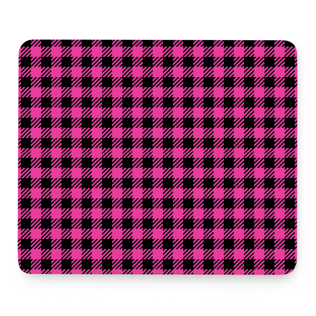 Hot Pink Buffalo Plaid Print Mouse Pad