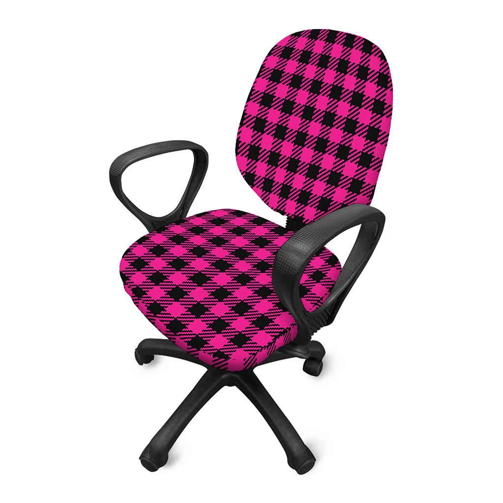 Hot Pink Buffalo Plaid Print Office Chair Cover