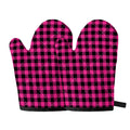Hot Pink Buffalo Plaid Print Oven Mitts
