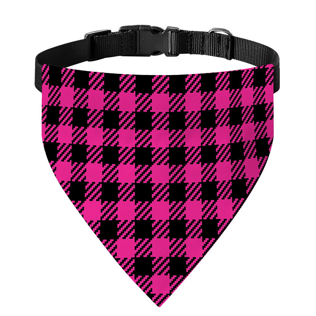 Hot Pink Buffalo Plaid Print Over The Collar Dog Bandana