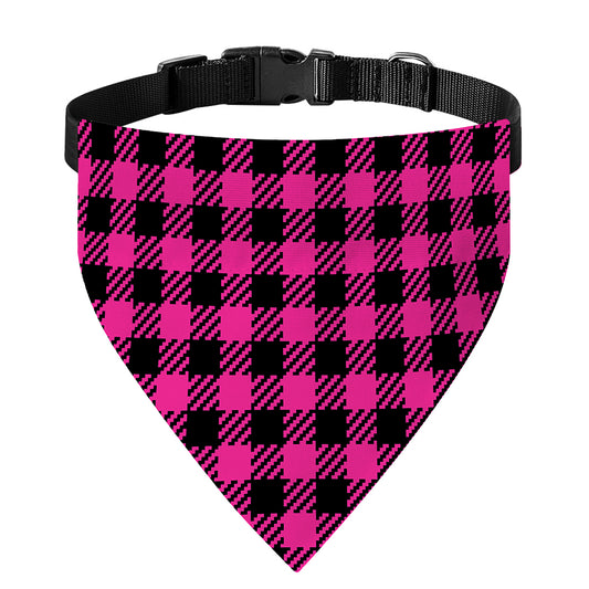 Hot Pink Buffalo Plaid Print Over The Collar Dog Bandana