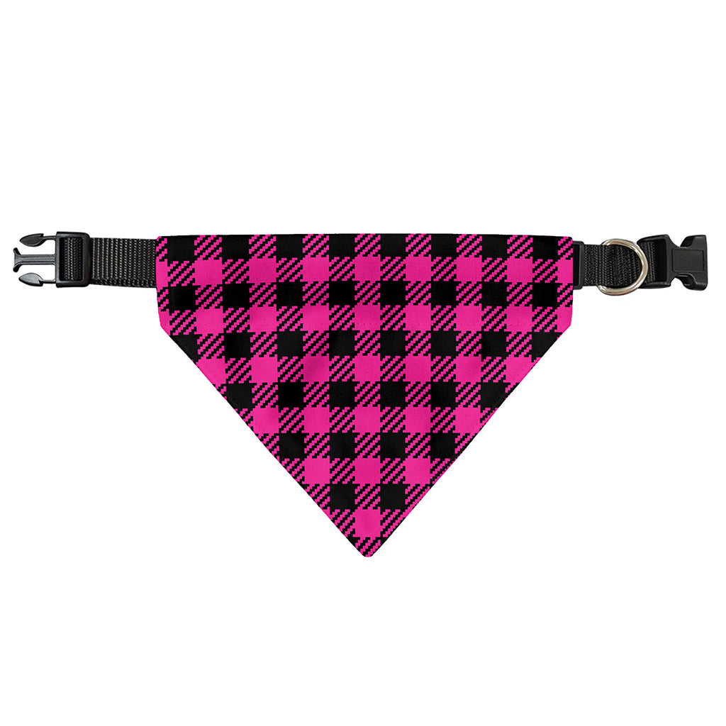 Hot Pink Buffalo Plaid Print Over The Collar Dog Bandana