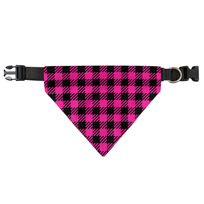 Hot Pink Buffalo Plaid Print Over The Collar Dog Bandana