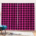 Hot Pink Buffalo Plaid Print Pencil Pleat Curtains