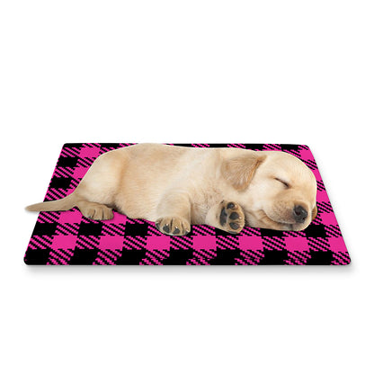 Hot Pink Buffalo Plaid Print Pet Cooling Mat Cover
