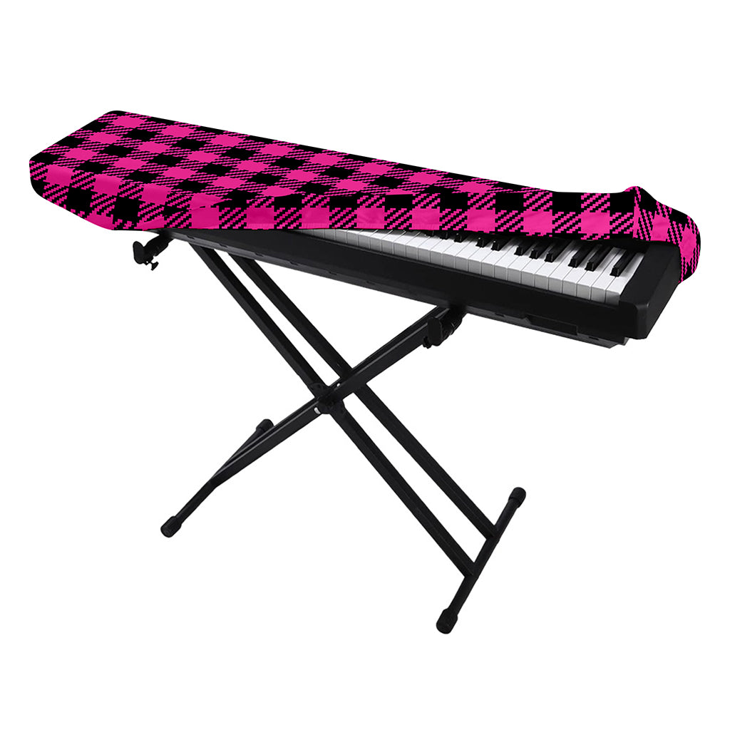 Hot Pink Buffalo Plaid Print Piano Keyboard Cover
