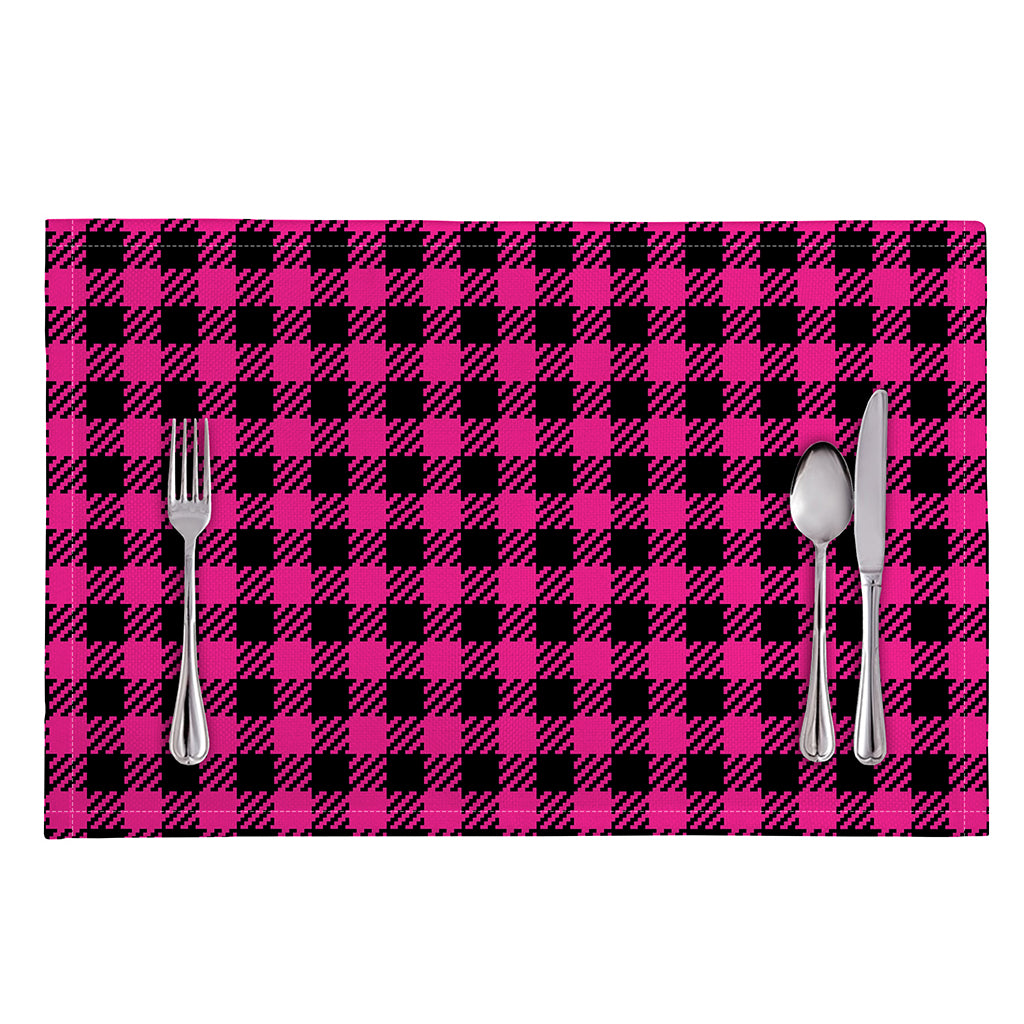 Hot Pink Buffalo Plaid Print Placemat