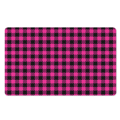 Hot Pink Buffalo Plaid Print Polyester Doormat