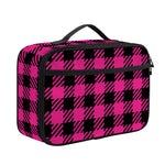 Hot Pink Buffalo Plaid Print Portable Lunch Bag