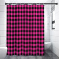 Hot Pink Buffalo Plaid Print Premium Shower Curtain