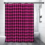 Hot Pink Buffalo Plaid Print Premium Shower Curtain