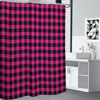 Hot Pink Buffalo Plaid Print Premium Shower Curtain