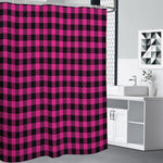 Hot Pink Buffalo Plaid Print Premium Shower Curtain