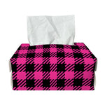 Hot Pink Buffalo Plaid Print Rectangle Tissue Box Cover