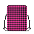 Hot Pink Buffalo Plaid Print Rectangular Crossbody Bag