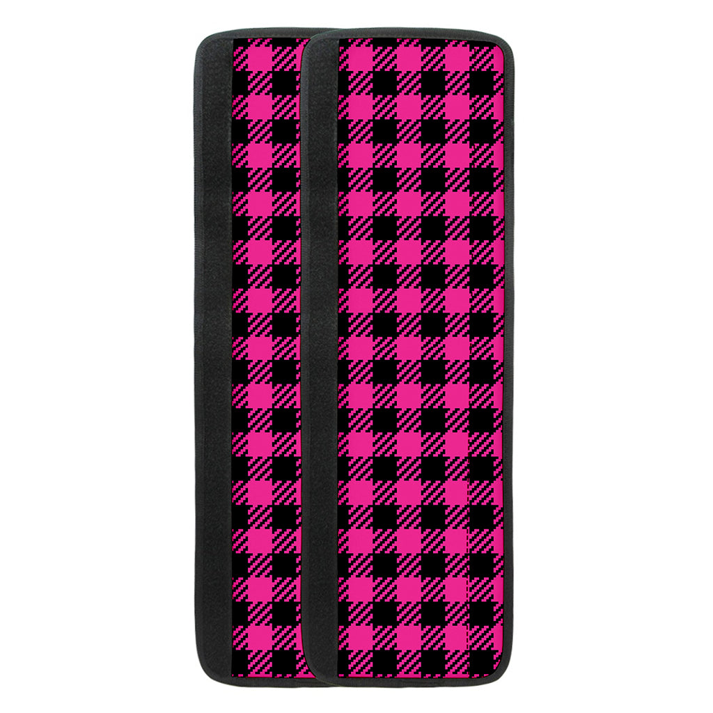 Hot Pink Buffalo Plaid Print Refrigerator Handle Covers