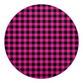 Hot Pink Buffalo Plaid Print Round Blanket