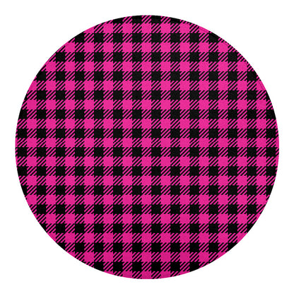 Hot Pink Buffalo Plaid Print Round Blanket
