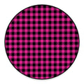 Hot Pink Buffalo Plaid Print Round Floor Mat