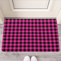 Hot Pink Buffalo Plaid Print Rubber Doormat