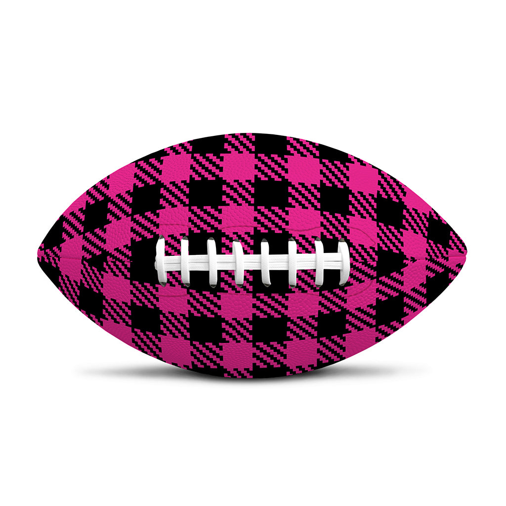 Hot Pink Buffalo Plaid Print Rugby Ball