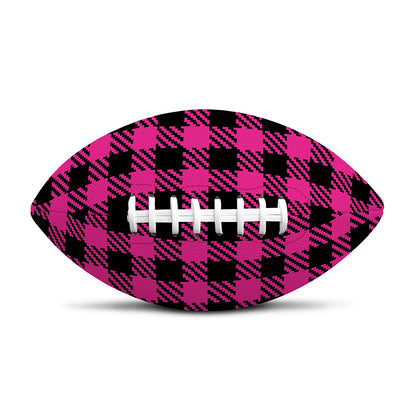 Hot Pink Buffalo Plaid Print Rugby Ball