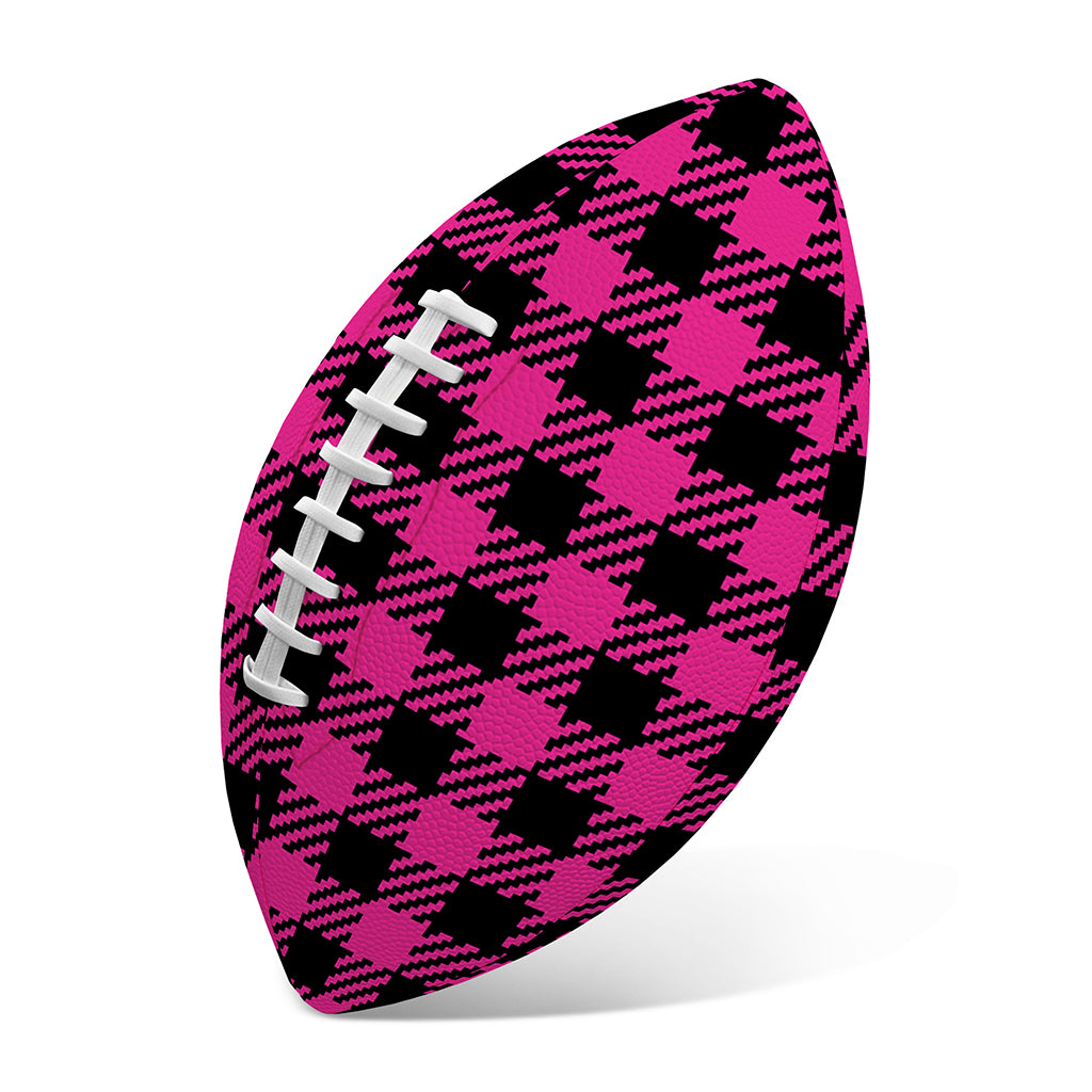 Hot Pink Buffalo Plaid Print Rugby Ball