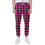 Hot Pink Buffalo Plaid Print Scuba Joggers