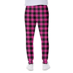 Hot Pink Buffalo Plaid Print Scuba Joggers