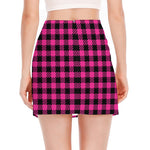 Hot Pink Buffalo Plaid Print Side Slit Mini Skirt