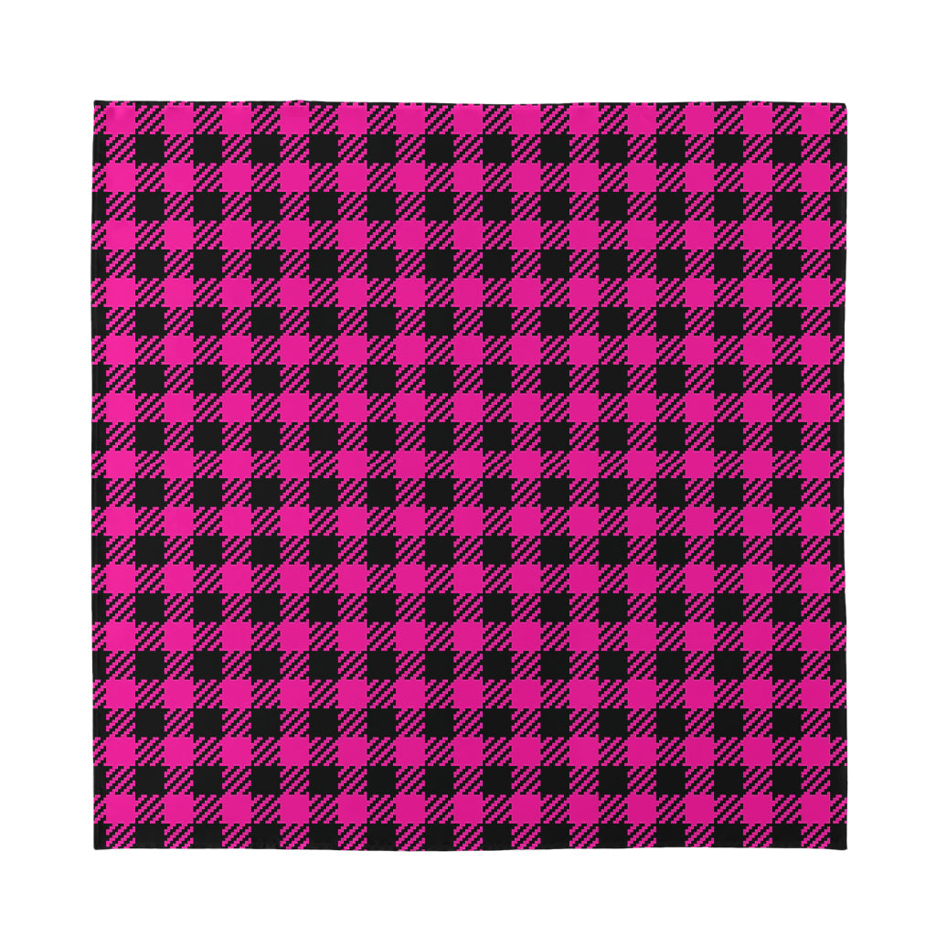 Hot Pink Buffalo Plaid Print Silk Bandana