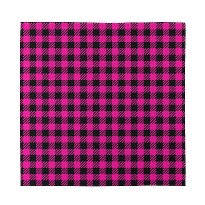 Hot Pink Buffalo Plaid Print Silk Bandana