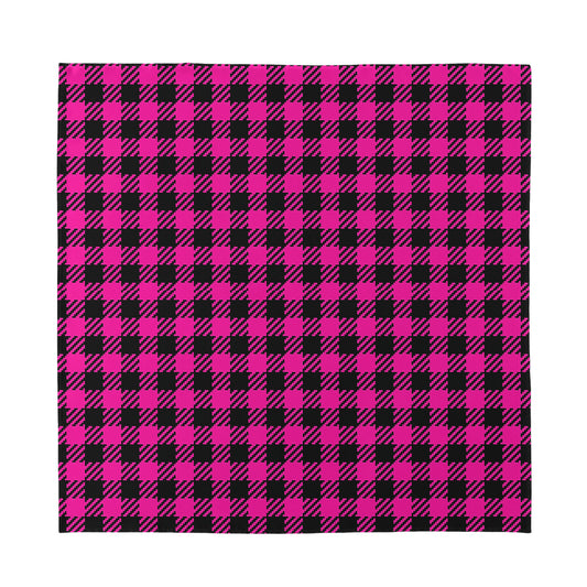 Hot Pink Buffalo Plaid Print Silk Bandana
