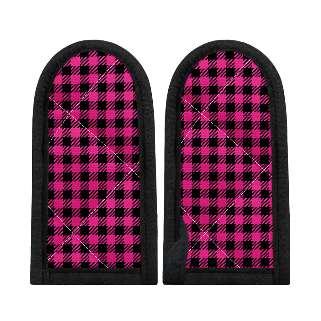Hot Pink Buffalo Plaid Print Skillet Handle Cover