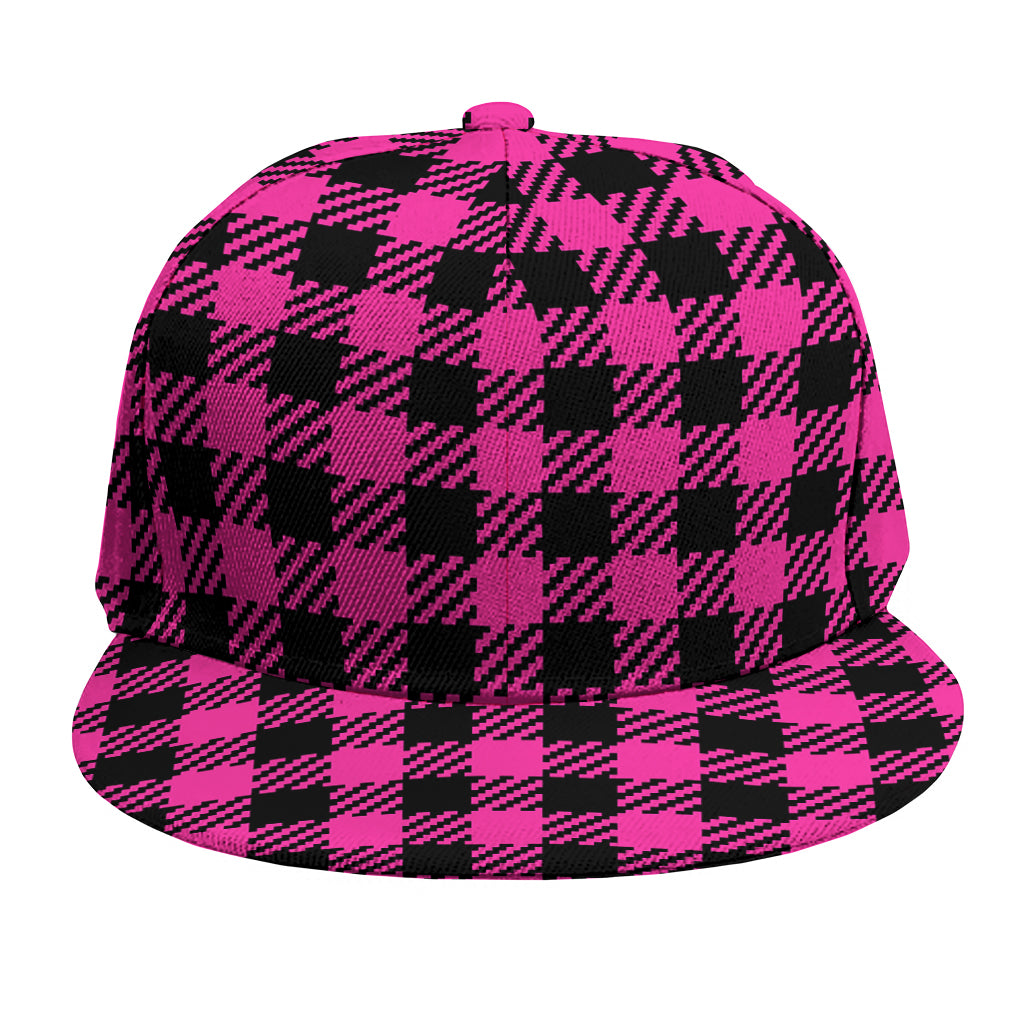 Hot Pink Buffalo Plaid Print Snapback Cap